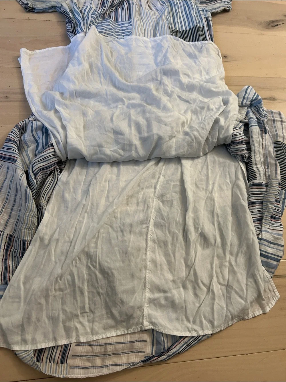 LOFT Patchwork Tie Waist Midi Dress Size M